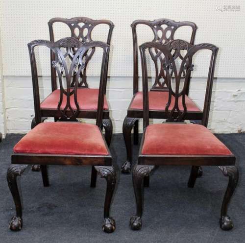 A matched part set of five Edwardian mahogany dining chairs ...