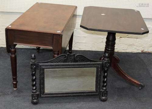 A married mahogany occasional table with canted rectangular ...