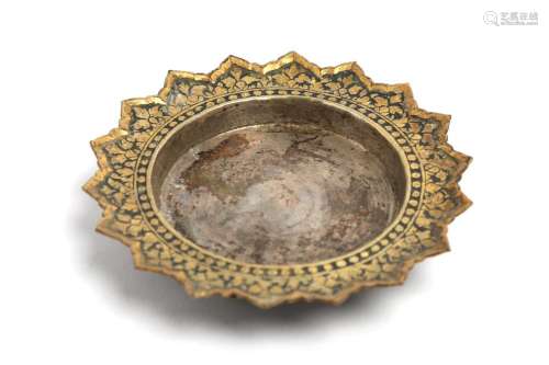 A gilded silver niello tray engraved and decorated with a co...