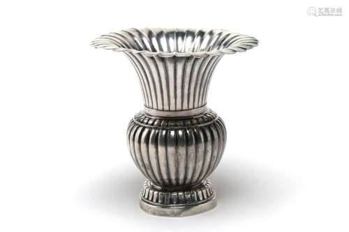 A silver trumpet-mouth vase