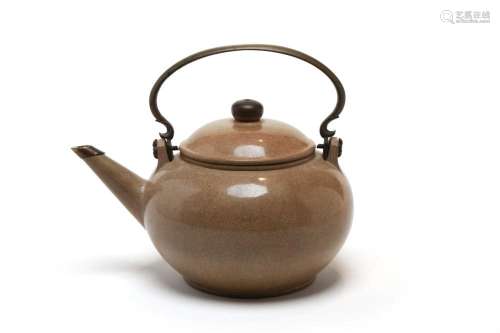 A pottery teapot
