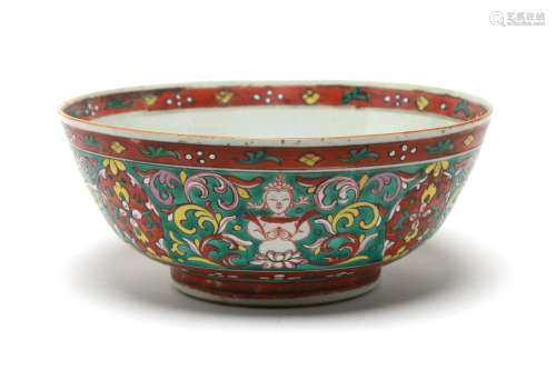 A large Benjarong bowl painted with Theppanom and twisting v...