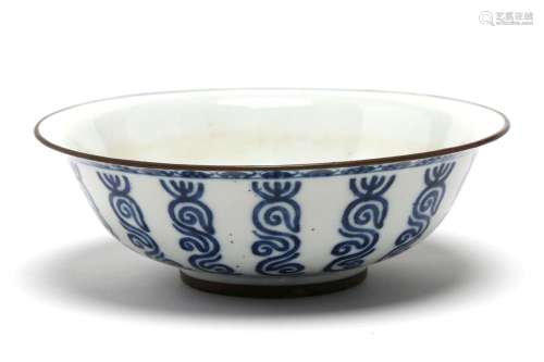A rare and fine blue and white porcelain teapot bowl painted...
