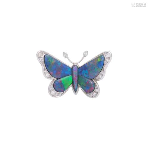 Brooch "Butterfly" with opal triplets and diamonds...