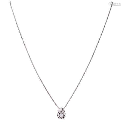 Chain and pendant with diamonds together ca. 1 ct,