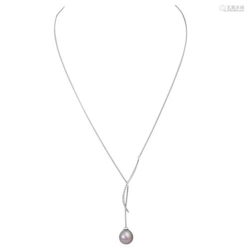 Y necklace with Tahitian pearl and diamonds