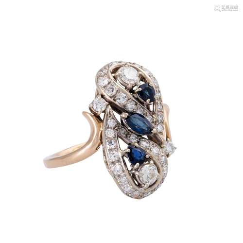 Ring with sapphires and diamonds