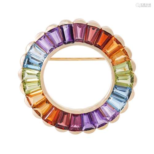 Brooch "Multicolor" with various color gemstones