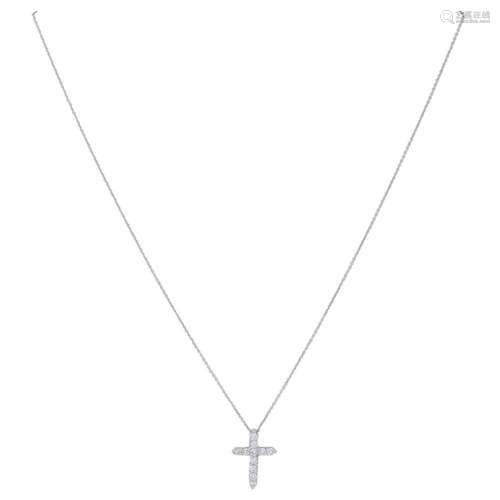 Chain and cross pendant with diamonds