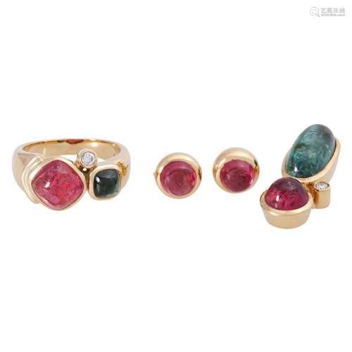 3 piece jewelry set with tourmalines