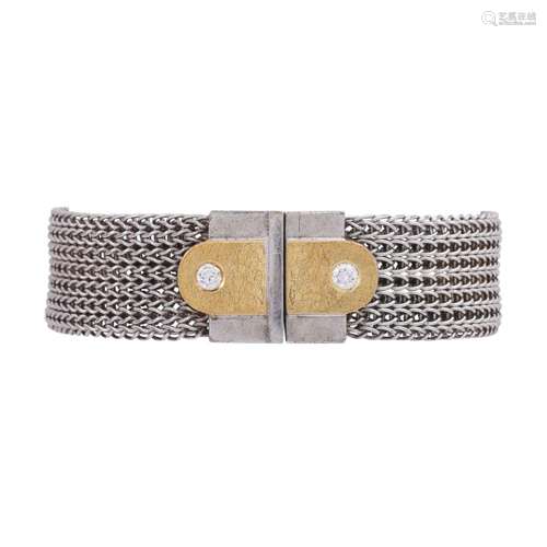 Silver bracelet with 2 diamonds