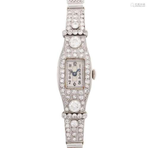 Art Deco jewelry watch with diamonds