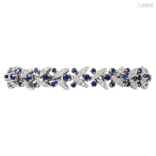 Bracelet with sapphires and diamonds total approx. 1 ct,