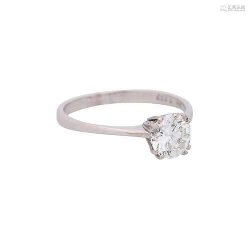 Solitaire ring with diamond of ca. 1,037 ct (hallmarked),