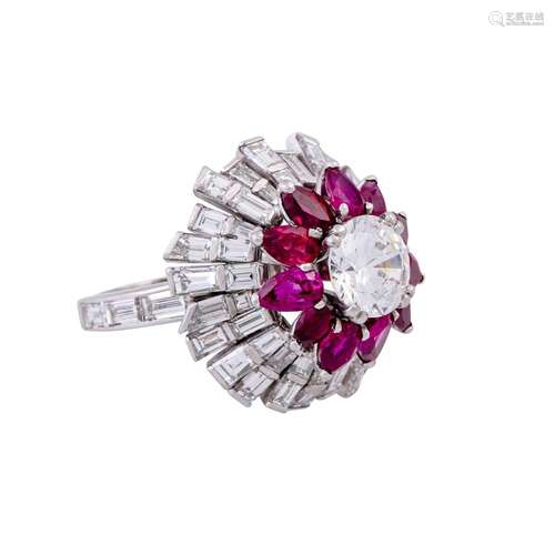 RENÉ KERN ring with rubies and diamonds totaling approx. 3.9...