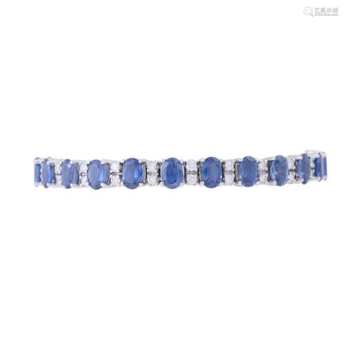 Bracelet with fine sapphires and diamonds of total approx. 1...