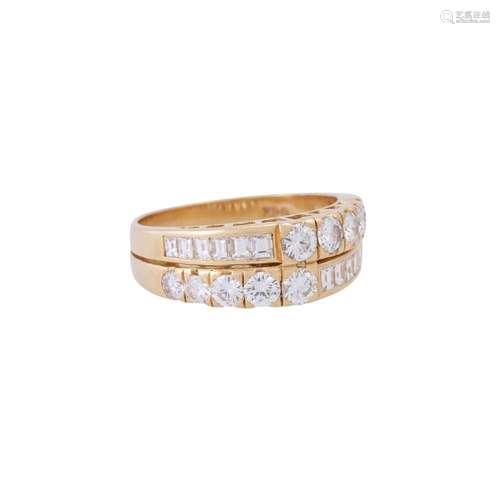 Ring with brilliant-cut diamonds and baguette-cut diamonds, ...