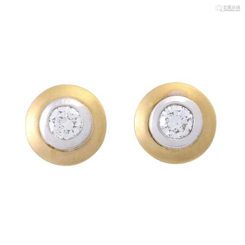 Solitaire ear studs with diamonds of total approx. 0.5 ct,