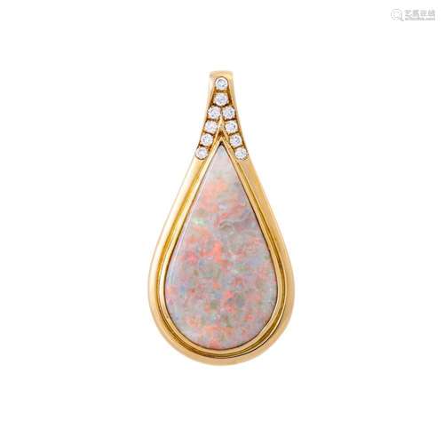 Pendant with very fine precious opal and diamonds total ca. ...