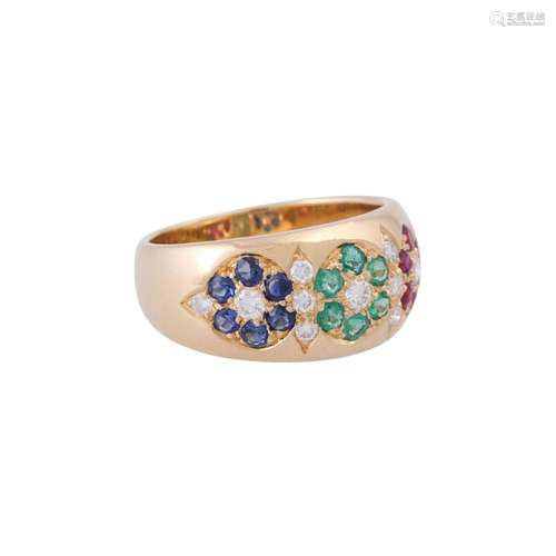 Blossom ring ruby, sapphire, emerald with diamonds total ca....