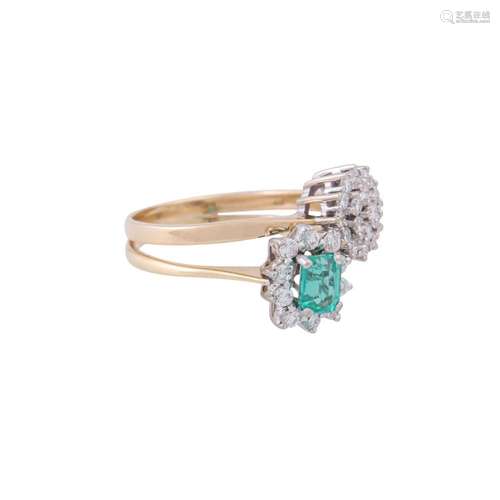 Ring made of 2 soldered together rings with diamonds togethe...