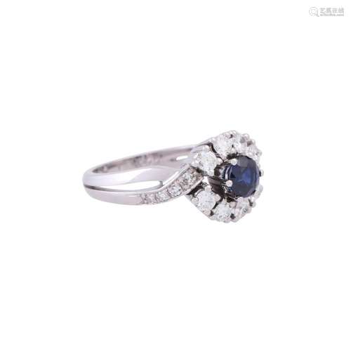 LAUDIER ring with sapphire and diamonds