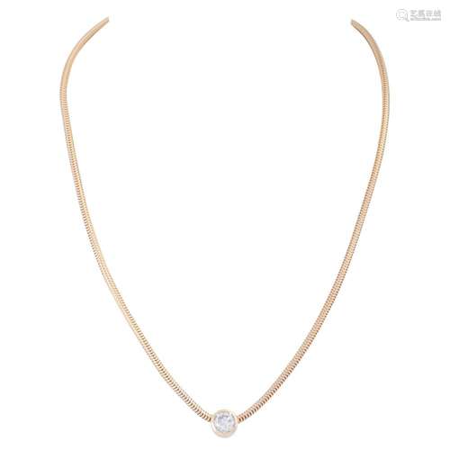 Necklace with solitaire brilliant cut diamond of 1.25 ct,