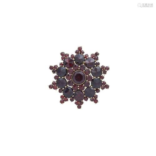 Brooch with garnet "rosette star",