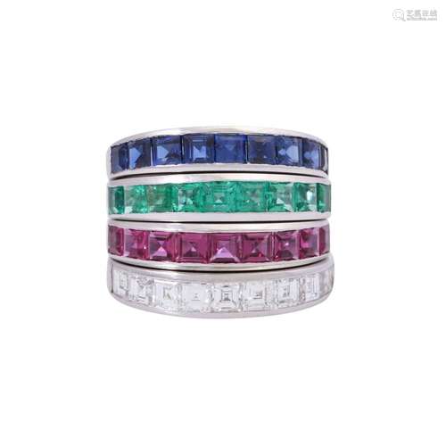 Set of 4 rings with precious stones: