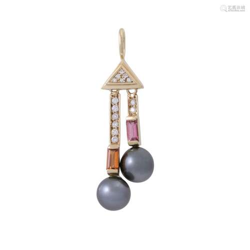 Pendant with pearls and gemstones,