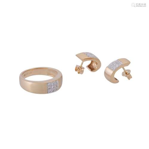 Set: ring and earrings with diamonds