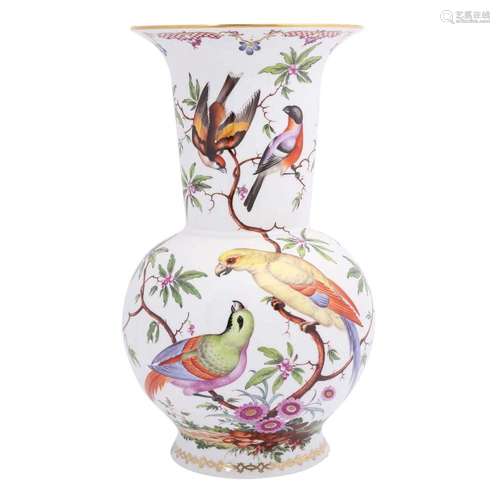 LUDWIGSBURG floor vase with bird decor, 20th c.