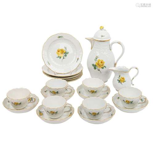 MEISSEN, Coffee service for 6 persons "Neumarseille Yel...