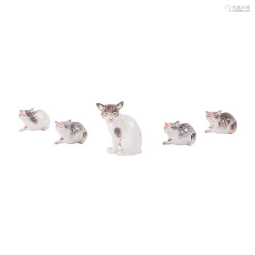 MEISSEN "Convolute 5 miniature animal figurines" 2...