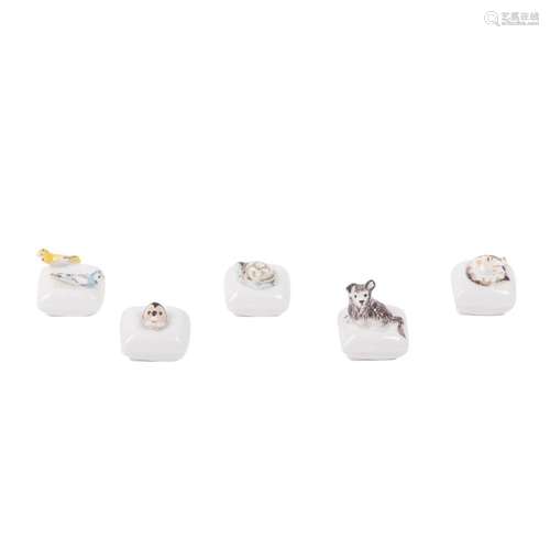 MEISSEN "Convolute 5 miniature animal figurines" 2...