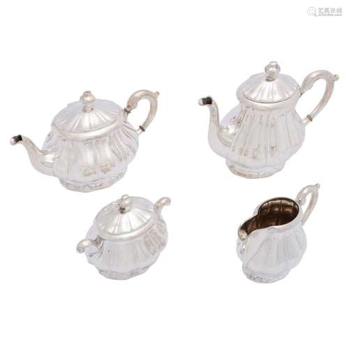 LUTZ & WEISS 4-piece coffee/tea pot, 800 silver, 20th c.