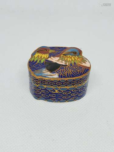 Cloisonne Trinket Box Mandarin Duck Pattern