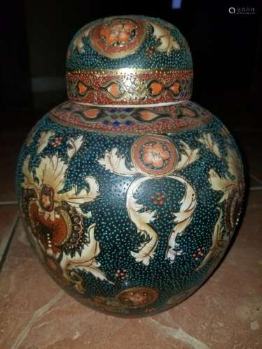 Chinese Gold Gild Cloisonne 11" Decorative Vase