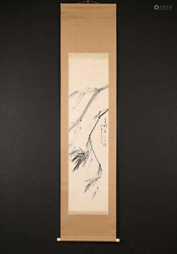 KAKEJIKU HANGING SCROLL Bamboo Trees Painting by Keigetsu Ma...