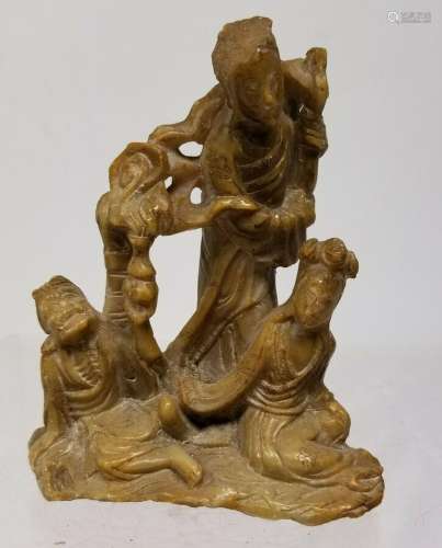 Antique Chinese Carved Soapstone Tianhuang  Sculpture Shoush...