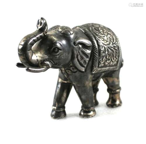 Vintage Silver Elephant Miniature Statue Sculpture Fine Carv...