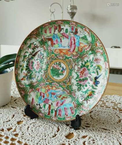 Antique 19C Chinese Export Famille Rose Plate Canton Region ...