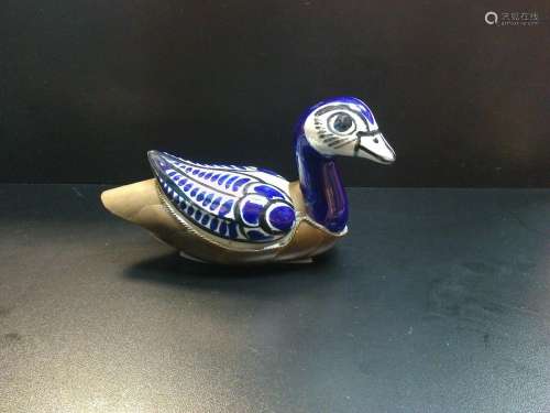 Vintage Mexican Tonala Brass Duck