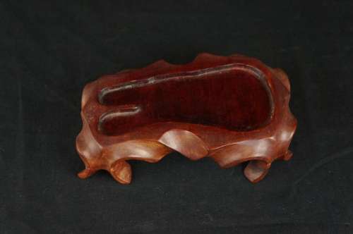 Nice vintage Chinese carved wood stand 5" [Y8-W6-A8]