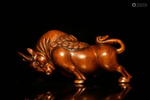 Chinese Natural Boxwood Hand carved Exquisite Cattle Statue ...