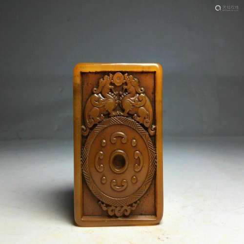 Chinese Natural Shoushan Stone Hand carved Exquisite Seal 40...