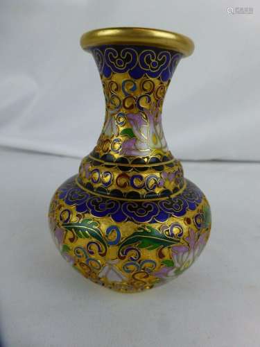 Nice vintage chinese cloisonne vase 4" ca. 1980s [Y8-W7...