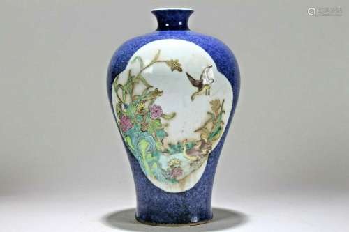 A Chinese Blue-coding Nature-sceen Fortune Porcelain Vase