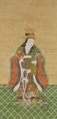 日本皇后画像 绢本挂轴 日本装裱桐箱附