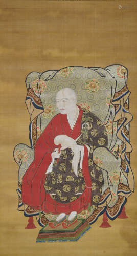 江户时代 法师像 日本装裱 绢本挂轴